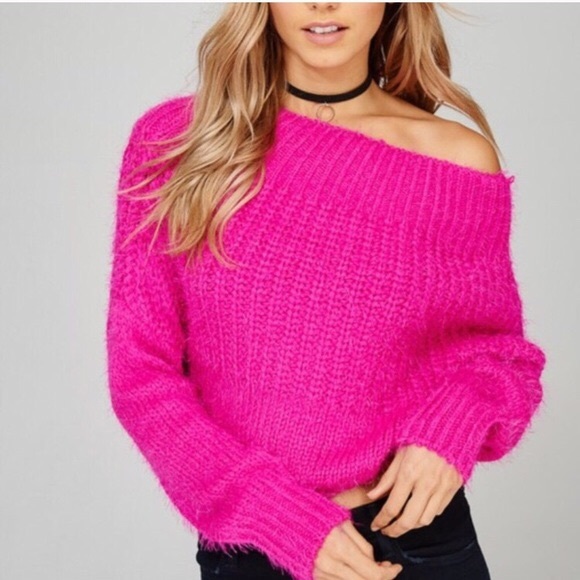hot pink oversized sweater